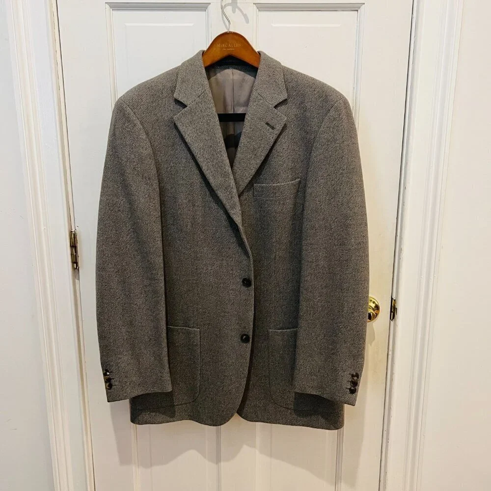 Hugo Boss Baldessarini Sport Coat 42 R Gray Wool Angora 3 Button